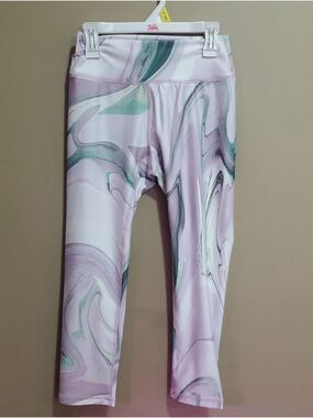 Womens Marble Print Leggings - Lavender Green Size XS